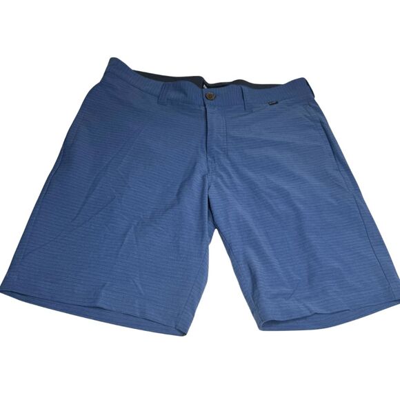 Travis Mathew Men's Stripe Performance Stretch Golf Shorts Blue Size 34 - Picture 1 of 8